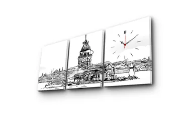 Dekorativ Canvasbilde med Klokke 3 Deler - Flerfarget - Interiør - Veggdekorasjon - Klokker