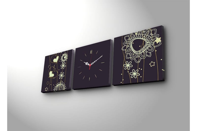 Dekorativ Canvasbilde med Klokke 3 Deler - Flerfarget - Interiør - Veggdekorasjon - Klokker