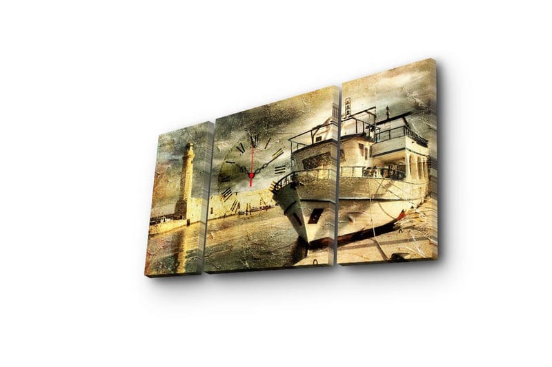 Dekorativ Canvasbilde med Klokke 3 Deler - Flerfarget - Interiør - Veggdekorasjon - Klokker