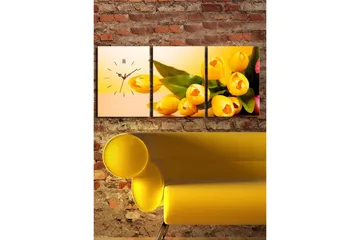 Dekorativ Canvasbilde med Klokke 3 Deler - Flerfarget - Interiør - Veggdekorasjon - Klokker