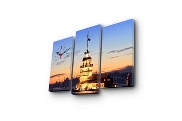 Dekorativ Canvasbilde med Klokke 3 Deler - Flerfarget - Interiør - Veggdekorasjon - Klokker