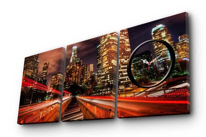 Dekorativ Canvasbilde med Klokke 3 Deler - Flerfarget - Interiør - Veggdekorasjon - Klokker