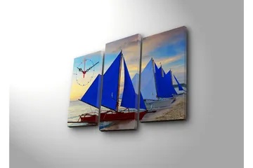 Dekorativ Canvasbilde med Klokke 3 Deler - Flerfarget - Interiør - Veggdekorasjon - Klokker