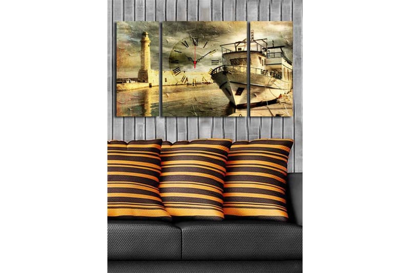 Dekorativ Canvasbilde med Klokke 3 Deler - Flerfarget - Interiør - Veggdekorasjon - Klokker