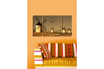 Dekorativ Canvasbilde med Klokke 3 Deler - Flerfarget - Interiør - Veggdekorasjon - Klokker