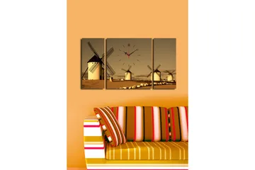 Dekorativ Canvasbilde med Klokke 3 Deler - Flerfarget - Interiør - Veggdekorasjon - Klokker