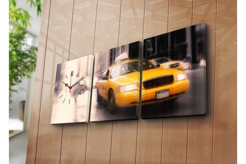 Dekorativ Canvasbilde med Klokke 3 Deler - Flerfarget - Interiør - Veggdekorasjon - Klokker