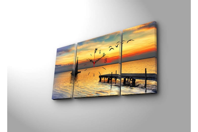 Dekorativ Canvasbilde med Klokke 3 Deler - Flerfarget - Interiør - Veggdekorasjon - Klokker