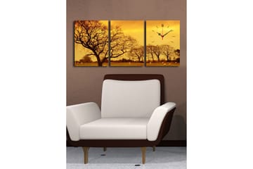 Dekorativ Canvasbilde med Klokke 3 Deler - Flerfarget - Interiør - Veggdekorasjon - Klokker