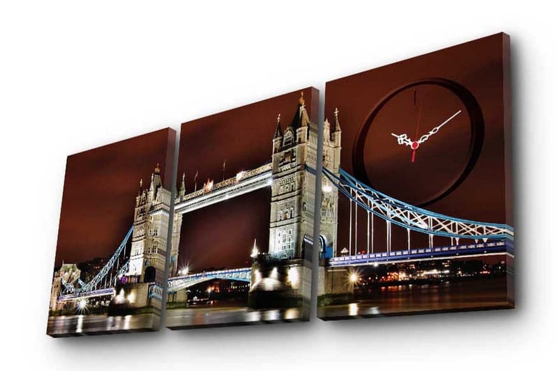 Dekorativ Canvasbilde med Klokke 3 Deler, Flerfarget