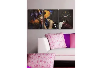 Dekorativ Canvasbilde med Klokke 3 Deler - Flerfarget - Interiør - Veggdekorasjon - Klokker