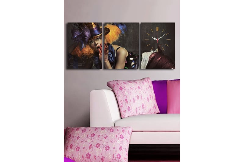 Dekorativ Canvasbilde med Klokke 3 Deler - Flerfarget - Interiør - Veggdekorasjon - Klokker