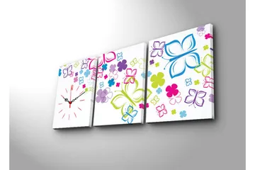 Dekorativ Canvasbilde med Klokke 3 Deler - Flerfarget - Interiør - Veggdekorasjon - Klokker