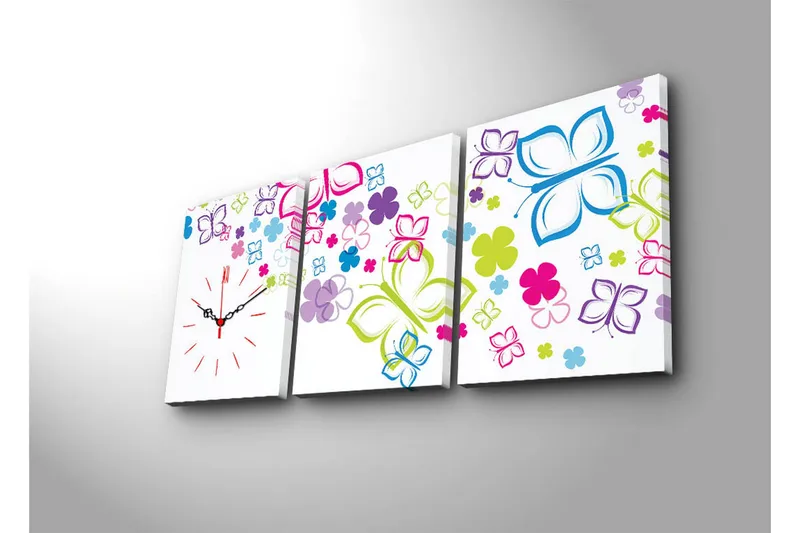 Dekorativ Canvasbilde med Klokke 3 Deler - Flerfarget - Interiør - Veggdekorasjon - Klokker