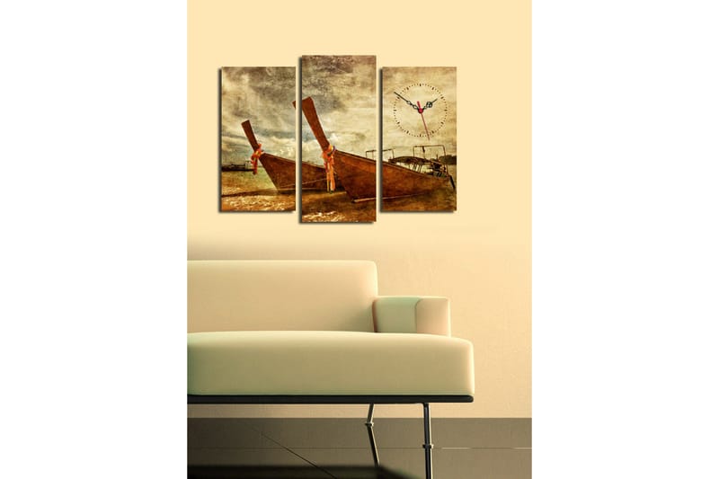 Dekorativ Canvasbilde med Klokke 3 Deler - Flerfarget - Interiør - Veggdekorasjon - Klokker
