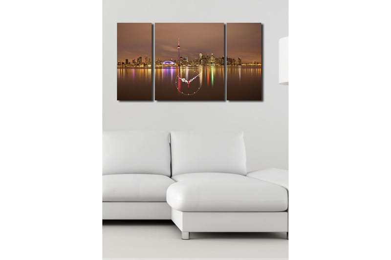 Dekorativ Canvasbilde med Klokke 3 Deler - Flerfarget - Interiør - Veggdekorasjon - Klokker