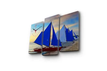 Dekorativ Canvasbilde med Klokke 3 Deler - Flerfarget - Interiør - Veggdekorasjon - Klokker