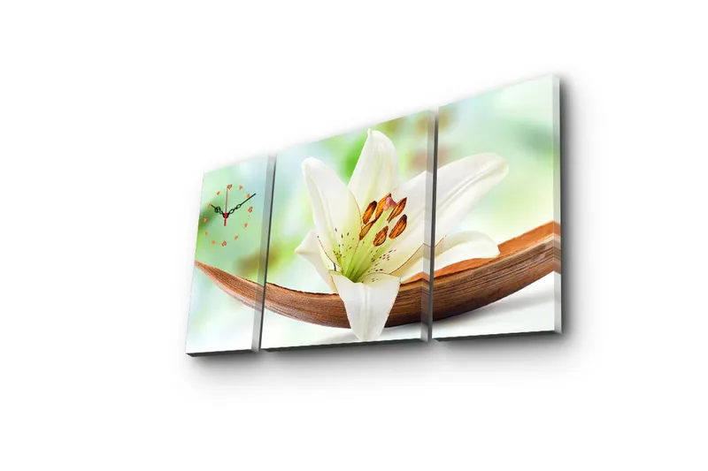 Dekorativ Canvasbilde med Klokke 3 Deler - Flerfarget - Interiør - Veggdekorasjon - Klokker