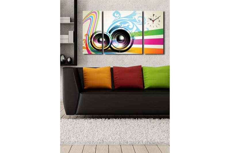 Dekorativ Canvasbilde med Klokke 3 Deler - Flerfarget - Interiør - Veggdekorasjon - Klokker