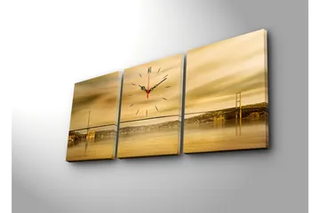 Dekorativ Canvasbilde med Klokke 3 Deler - Flerfarget - Interiør - Veggdekorasjon - Klokker