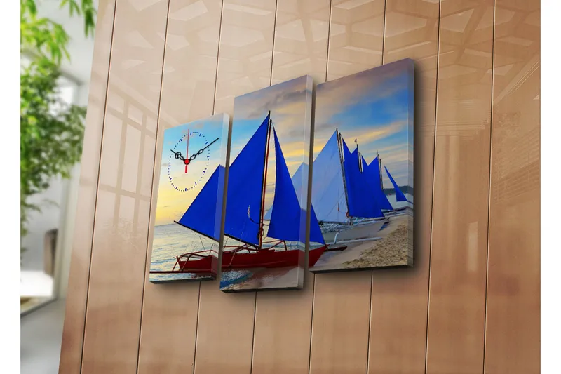 Dekorativ Canvasbilde med Klokke 3 Deler, Flerfarget