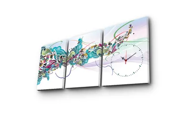 Dekorativ Canvasbilde med Klokke 3 Deler - Flerfarget - Interiør - Veggdekorasjon - Klokker