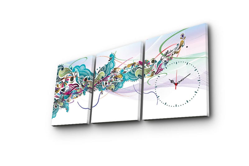 Dekorativ Canvasbilde med Klokke 3 Deler - Flerfarget - Interiør - Veggdekorasjon - Klokker