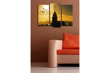 Dekorativ Canvasbilde med Klokke 3 Deler - Flerfarget - Interiør - Veggdekorasjon - Klokker