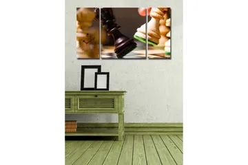 Dekorativ Canvasbilde med Klokke 3 Deler - Flerfarget - Interiør - Veggdekorasjon - Klokker