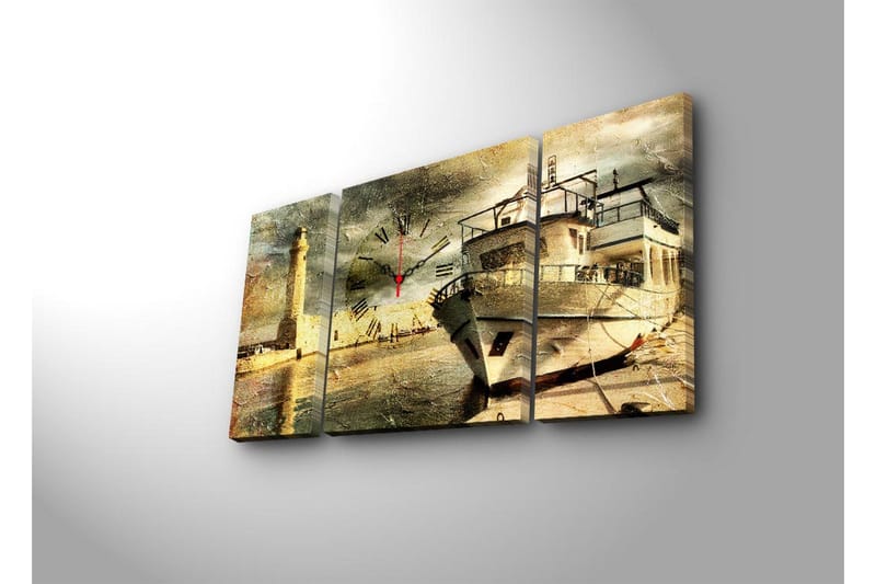 Dekorativ Canvasbilde med Klokke 3 Deler - Flerfarget - Interiør - Veggdekorasjon - Klokker