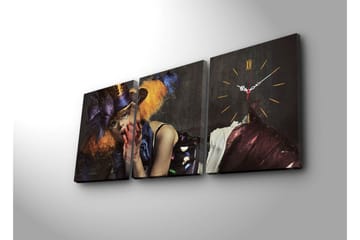 Dekorativ Canvasbilde med Klokke 3 Deler - Flerfarget - Interiør - Veggdekorasjon - Klokker