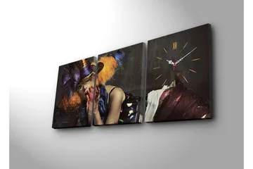 Dekorativ Canvasbilde med Klokke 3 Deler - Flerfarget - Interiør - Veggdekorasjon - Klokker