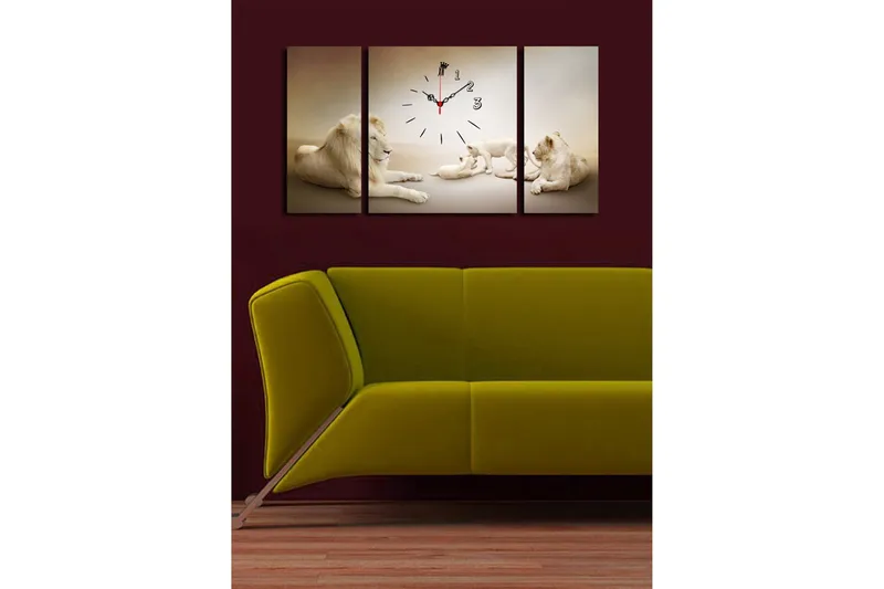 Dekorativ Canvasbilde med Klokke 3 Deler - Flerfarget - Interiør - Veggdekorasjon - Klokker