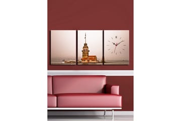 Dekorativ Canvasbilde med Klokke 3 Deler - Flerfarget - Interiør - Veggdekorasjon - Klokker