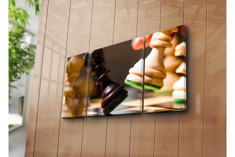 Dekorativ Canvasbilde med Klokke 3 Deler, Flerfarget