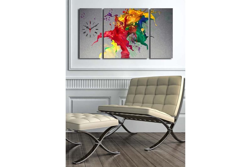 Dekorativ Canvasbilde med Klokke 3 Deler - Flerfarget - Interiør - Veggdekorasjon - Klokker