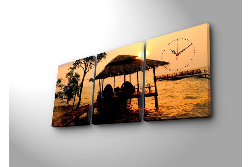 Dekorativ Canvasbilde med Klokke 3 Deler - Flerfarget - Interiør - Veggdekorasjon - Klokker