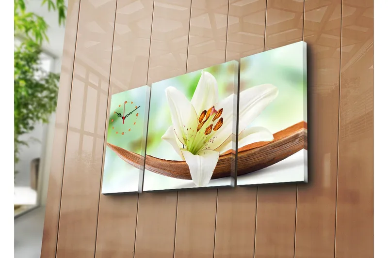 Dekorativ Canvasbilde med Klokke 3 Deler, Flerfarget