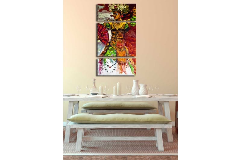 Dekorativ Canvasbilde med Klokke 3 Deler - Flerfarget - Interiør - Veggdekorasjon - Klokker