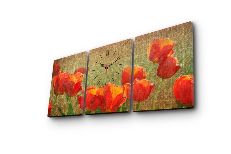 Dekorativ Canvasbilde med Klokke 3 Deler - Flerfarget - Interiør - Veggdekorasjon - Klokker