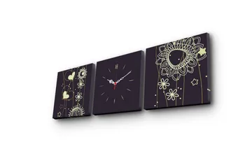 Dekorativ Canvasbilde med Klokke 3 Deler - Flerfarget - Interiør - Veggdekorasjon - Klokker