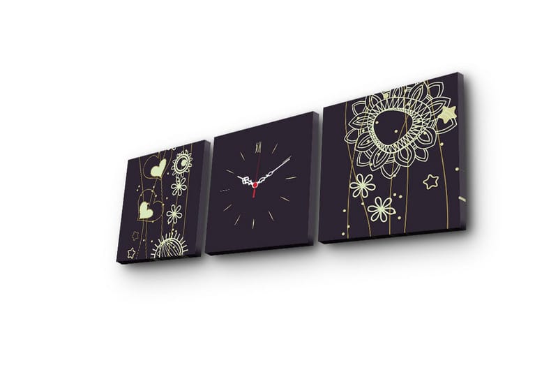 Dekorativ Canvasbilde med Klokke 3 Deler - Flerfarget - Interiør - Veggdekorasjon - Klokker