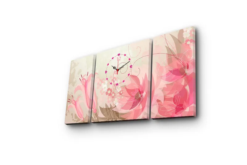 Dekorativ Canvasbilde med Klokke 3 Deler - Flerfarget - Interiør - Veggdekorasjon - Klokker