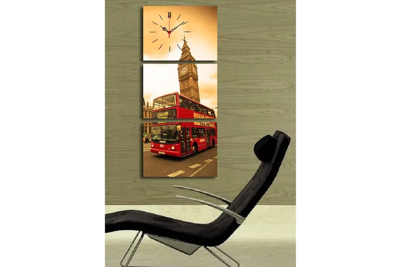 Dekorativ Canvasbilde med Klokke 3 Deler - Flerfarget - Interiør - Veggdekorasjon - Klokker