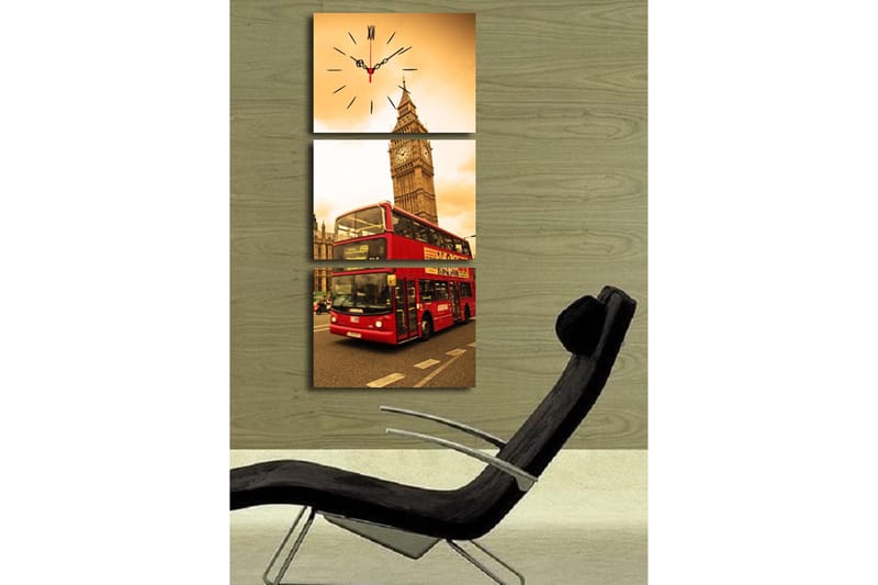 Dekorativ Canvasbilde med Klokke 3 Deler - Flerfarget - Interiør - Veggdekorasjon - Klokker