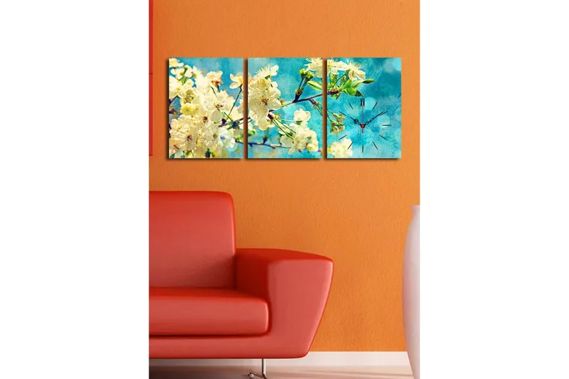 Dekorativ Canvasbilde med Klokke 3 Deler - Flerfarget - Interiør - Veggdekorasjon - Klokker