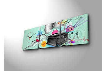 Dekorativ Canvasbilde med Klokke 3 Deler - Flerfarget - Interiør - Veggdekorasjon - Klokker