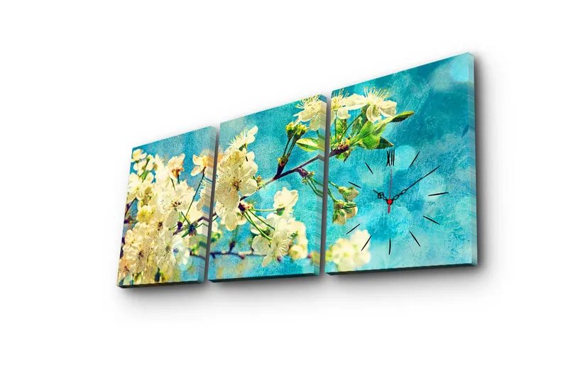 Dekorativ Canvasbilde med Klokke 3 Deler - Flerfarget - Interiør - Veggdekorasjon - Klokker