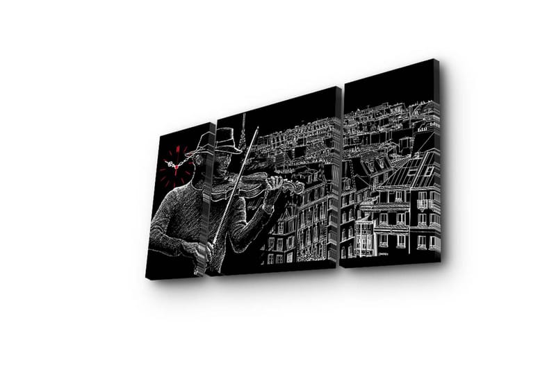 Dekorativ Canvasbilde med Klokke 3 Deler - Flerfarget - Interiør - Veggdekorasjon - Klokker