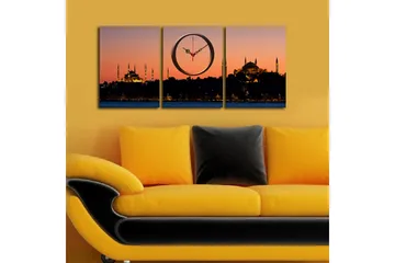 Dekorativ Canvasbilde med Klokke 3 Deler - Flerfarget - Interiør - Veggdekorasjon - Klokker